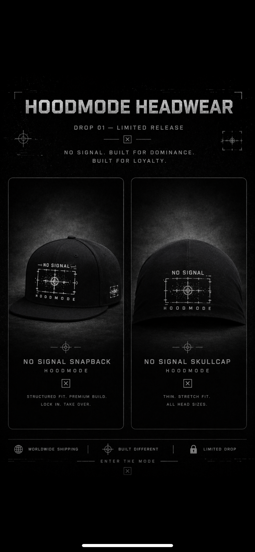 HOODMODE “No Signal” Hats/Skullcaps