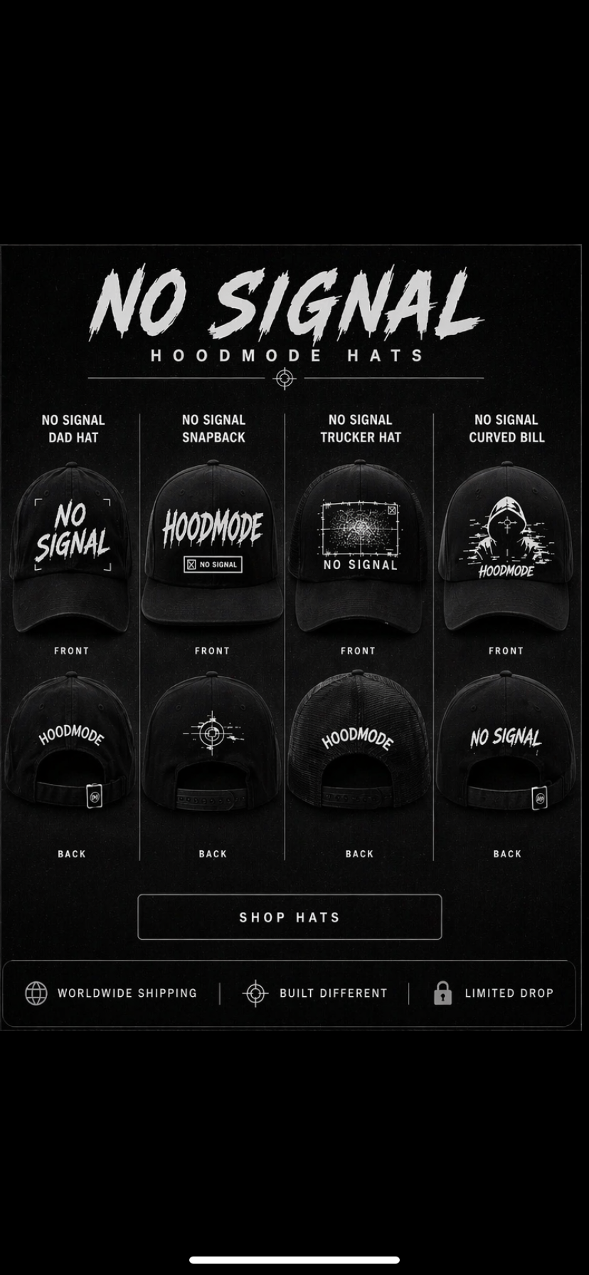 HOODMODE “No Signal” Hats/Skullcaps