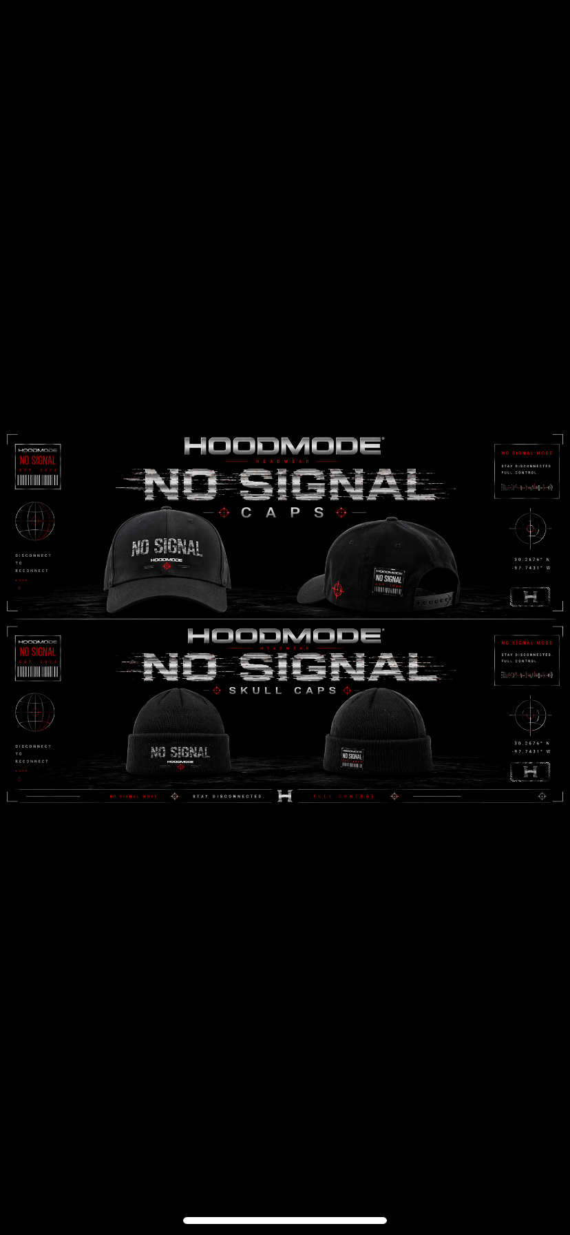 HOODMODE “No Signal” Hats/Skullcaps